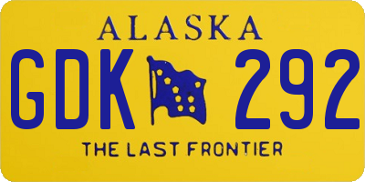 AK license plate GDK292