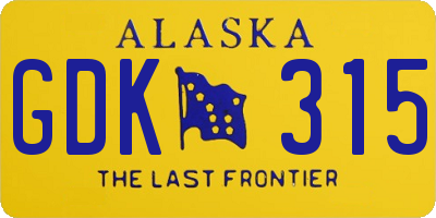 AK license plate GDK315