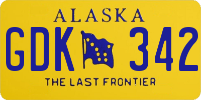 AK license plate GDK342