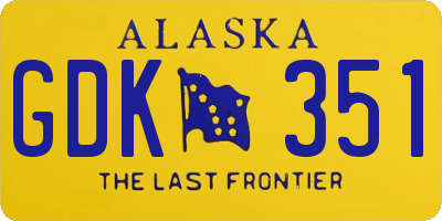 AK license plate GDK351