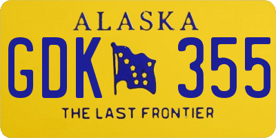 AK license plate GDK355