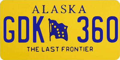 AK license plate GDK360