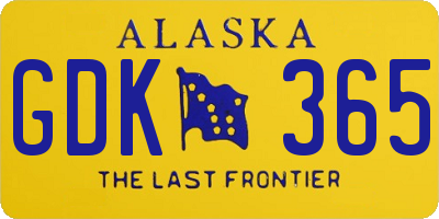 AK license plate GDK365