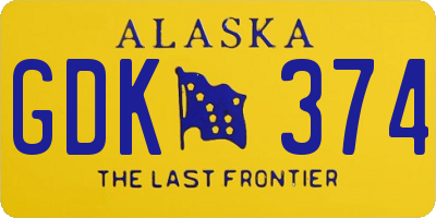 AK license plate GDK374