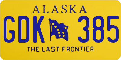AK license plate GDK385