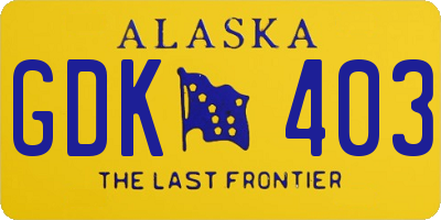 AK license plate GDK403