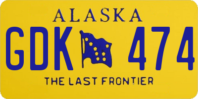AK license plate GDK474