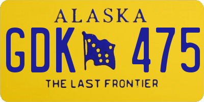 AK license plate GDK475