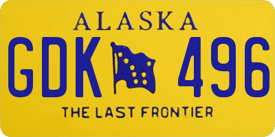 AK license plate GDK496