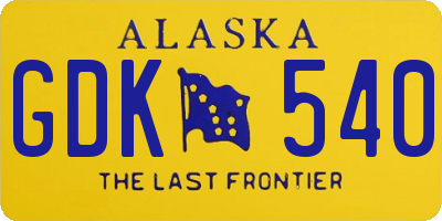AK license plate GDK540