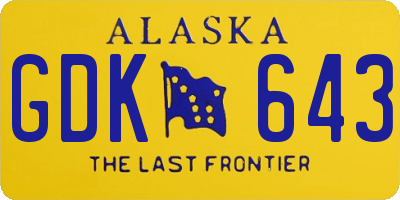 AK license plate GDK643
