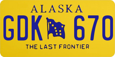 AK license plate GDK670