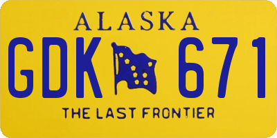 AK license plate GDK671