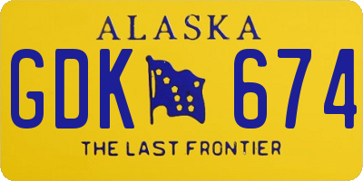 AK license plate GDK674