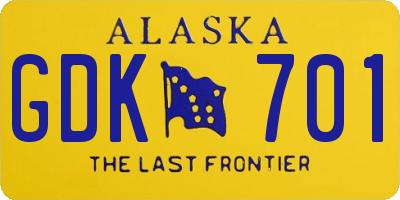 AK license plate GDK701
