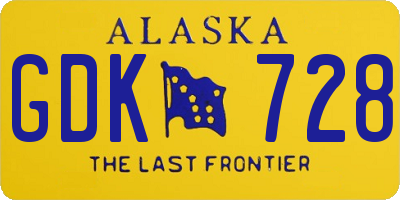 AK license plate GDK728