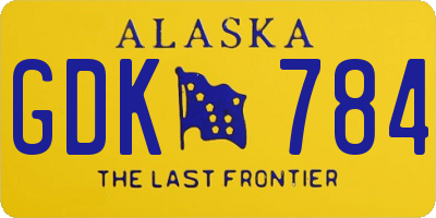 AK license plate GDK784