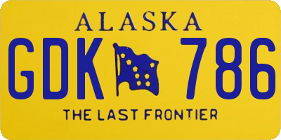 AK license plate GDK786