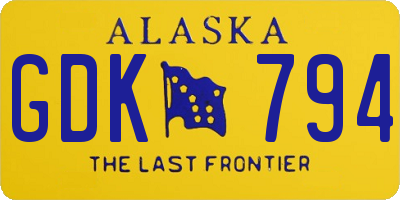AK license plate GDK794