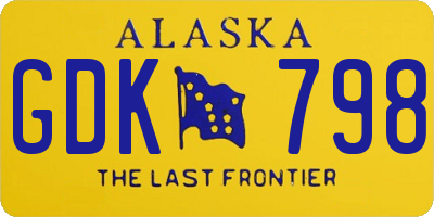 AK license plate GDK798