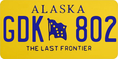 AK license plate GDK802