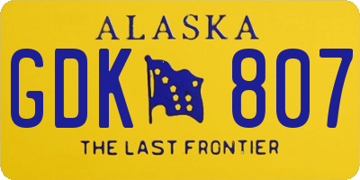 AK license plate GDK807