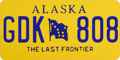 AK license plate GDK808