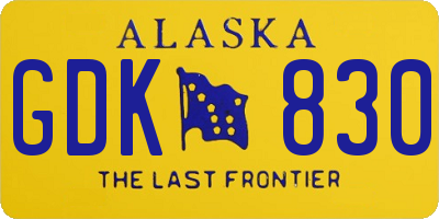 AK license plate GDK830