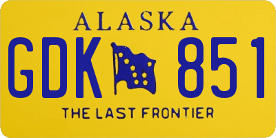 AK license plate GDK851