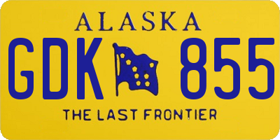 AK license plate GDK855
