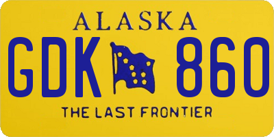 AK license plate GDK860