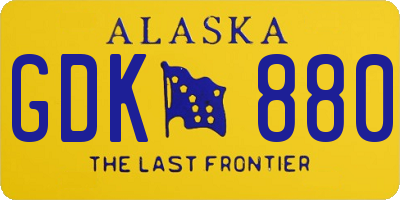 AK license plate GDK880