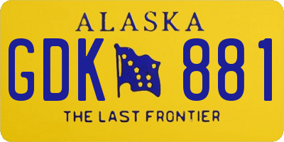 AK license plate GDK881