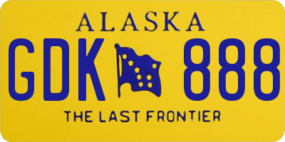 AK license plate GDK888