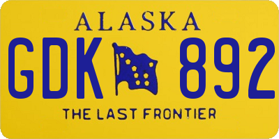 AK license plate GDK892