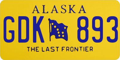 AK license plate GDK893