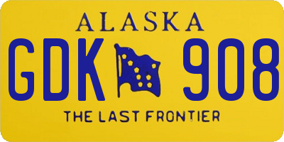 AK license plate GDK908