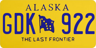 AK license plate GDK922