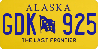 AK license plate GDK925