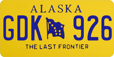 AK license plate GDK926