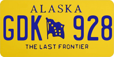 AK license plate GDK928