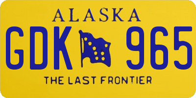 AK license plate GDK965