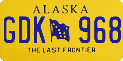 AK license plate GDK968