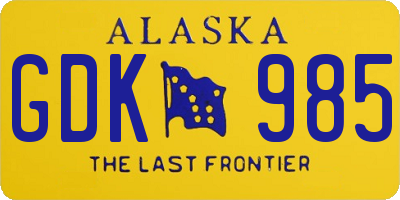 AK license plate GDK985