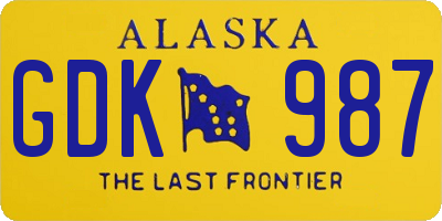 AK license plate GDK987