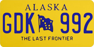 AK license plate GDK992