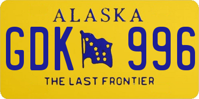 AK license plate GDK996