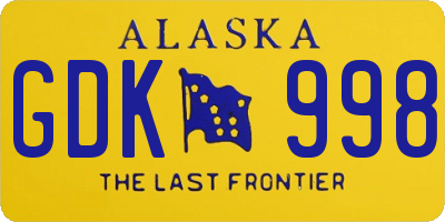 AK license plate GDK998