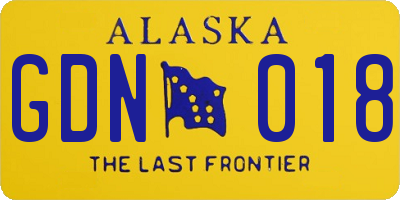 AK license plate GDN018