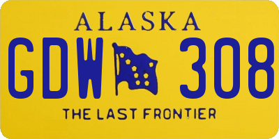 AK license plate GDW308